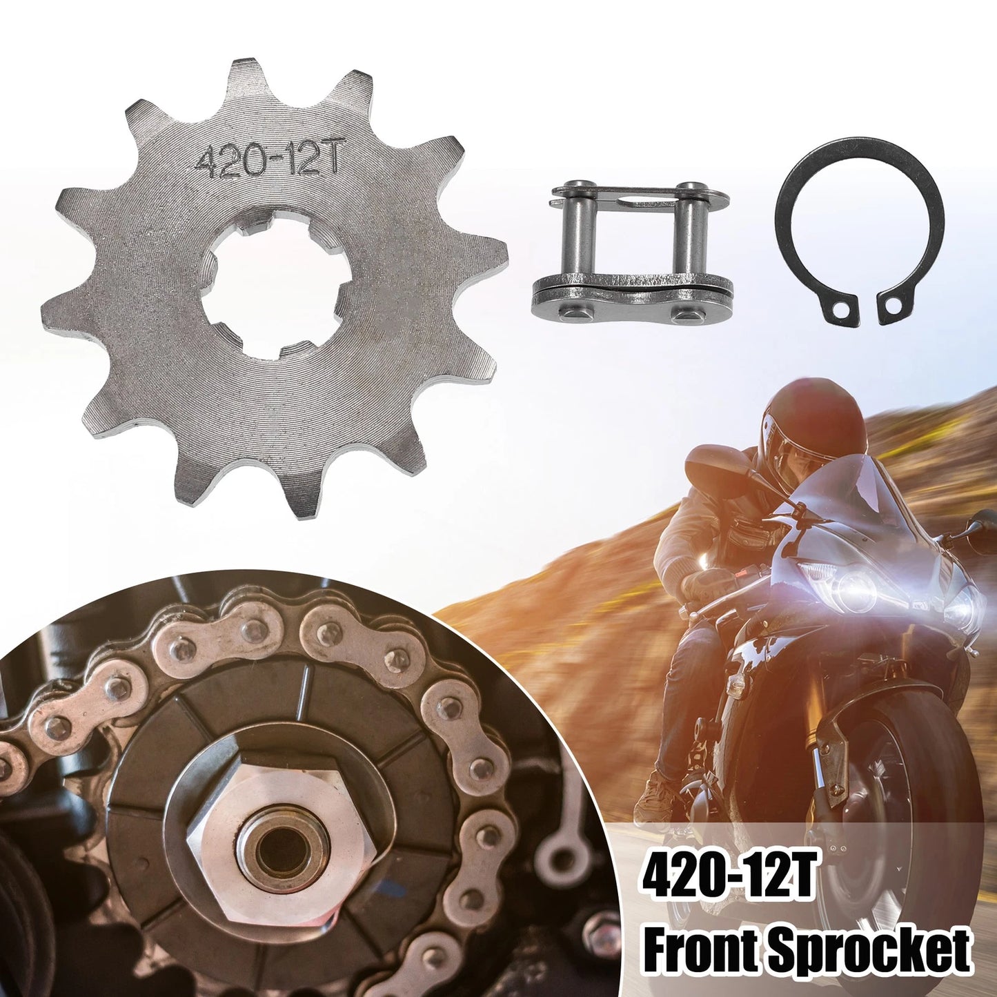 1 Set 420 12T 17mm Motorcycle Front Engine Sprocket for Dirt Bike Mini Bike
