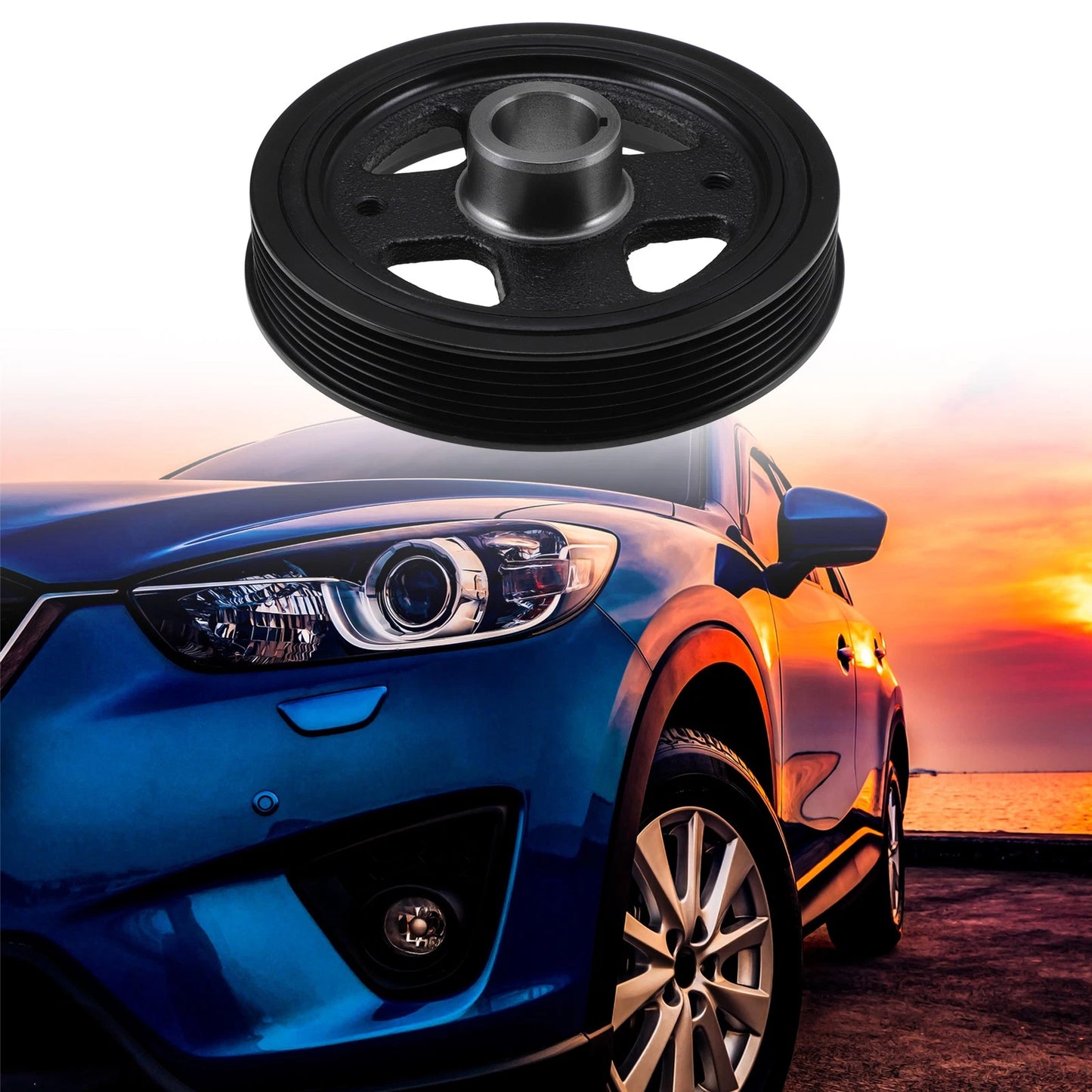 Engine Harmonic Balancer Crank Pulley Steel Black for Lexus CT200h