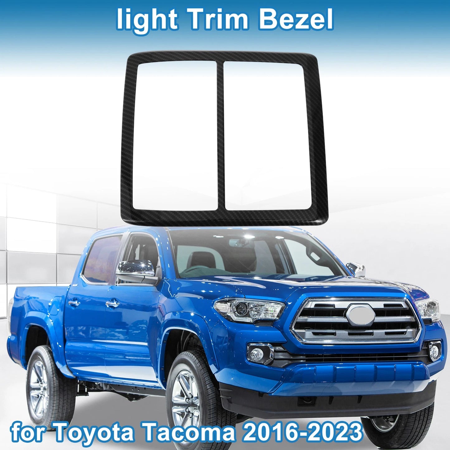 Front Row Headlight Trim Bezel for Toyota Tacoma (2016-2023) Carbon Fiber Black