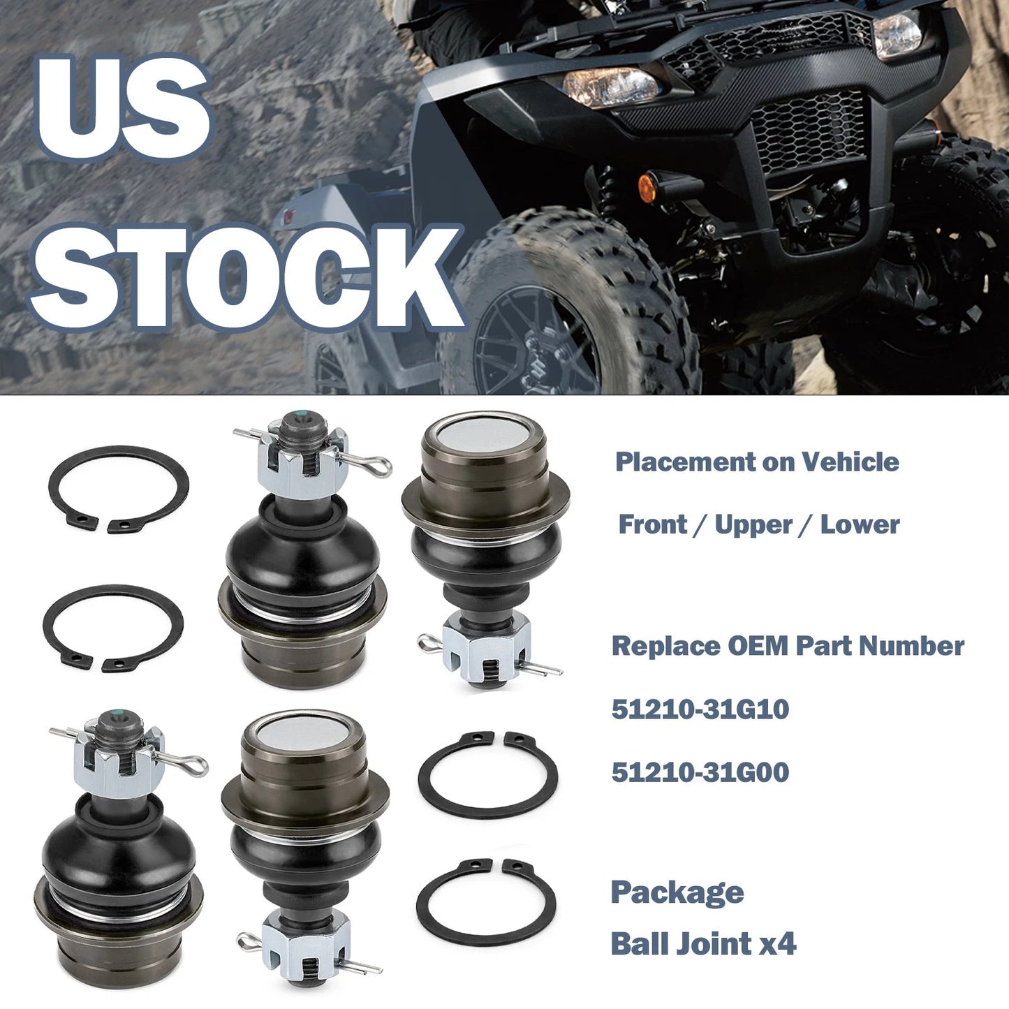 Front Upper Lower Ball Joint for Suzuki KingQuad 450 AXi 4x4 2007-2010
