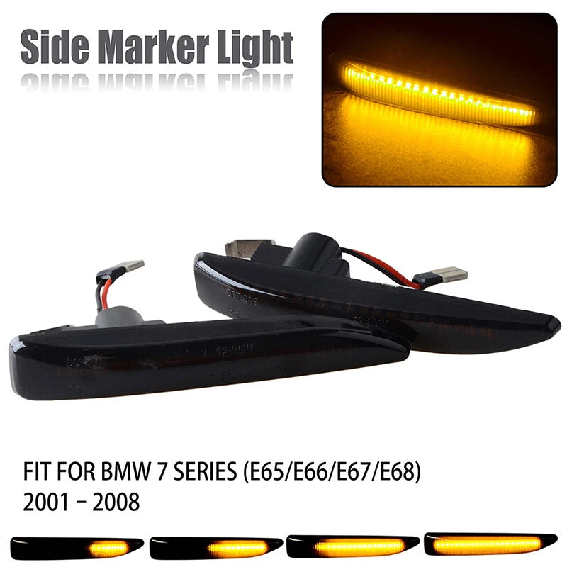 Smoked LED Fender Side Marker Signal Lights for 2002-2008 BMW E65 E66 2 x