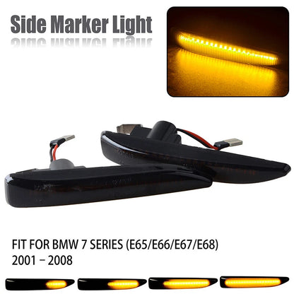 Smoked LED Fender Side Marker Signal Lights for 2002-2008 BMW E65 E66 2 x