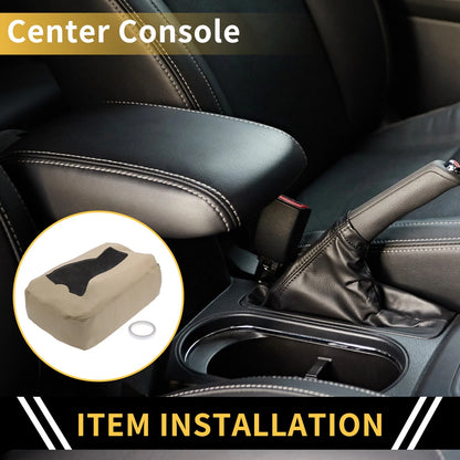 Center Console Cover for Chevrolet Microfiber Leather With Zipper Beige
