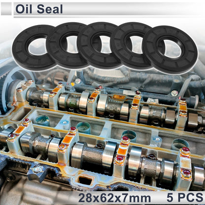 Oil Seal 28x62x7mm 5 x Rotary Shaft Seal Nitrile Rubber Black for Make Model
