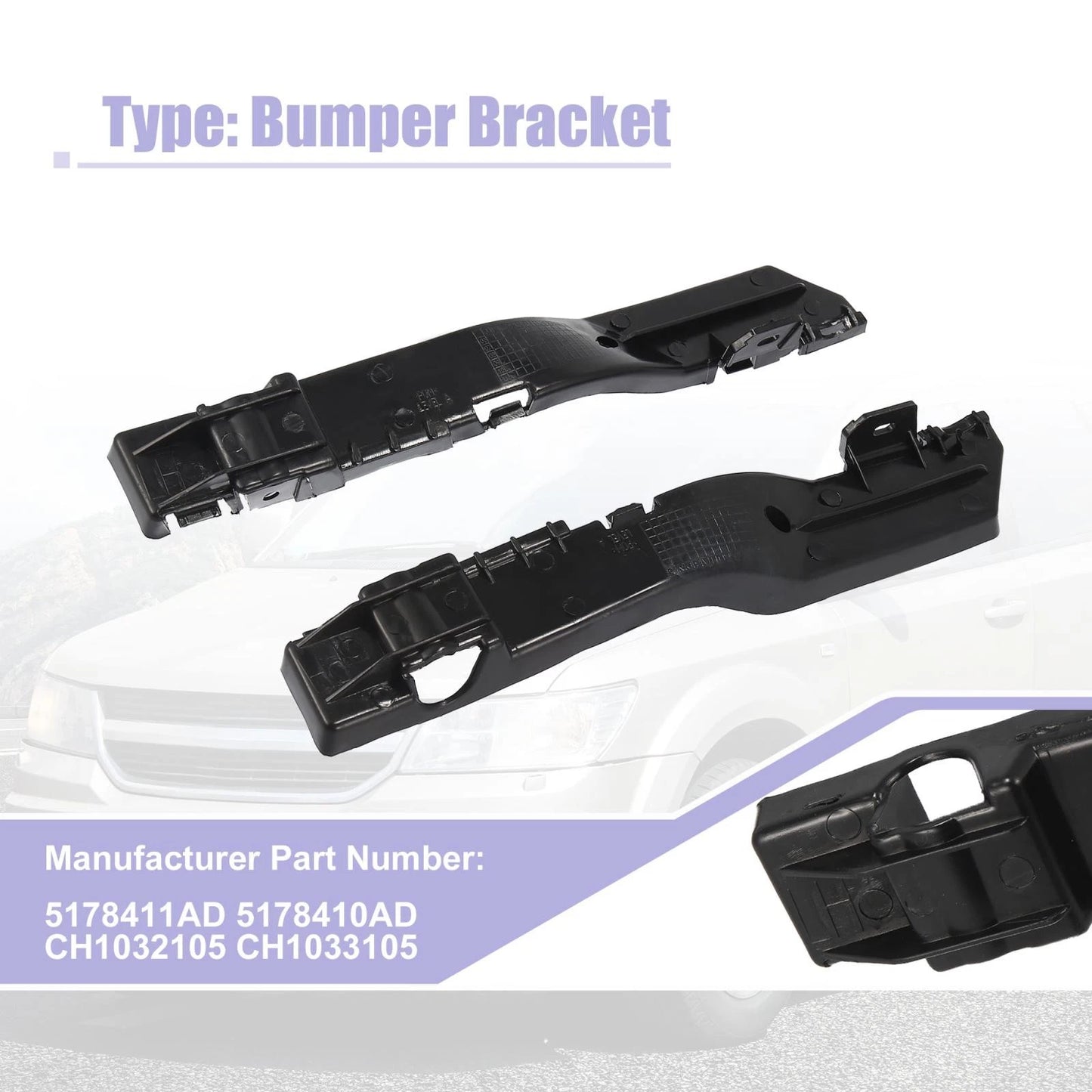 LH RH Front Bumper Bracket for Dodge Journey (2009-2020)