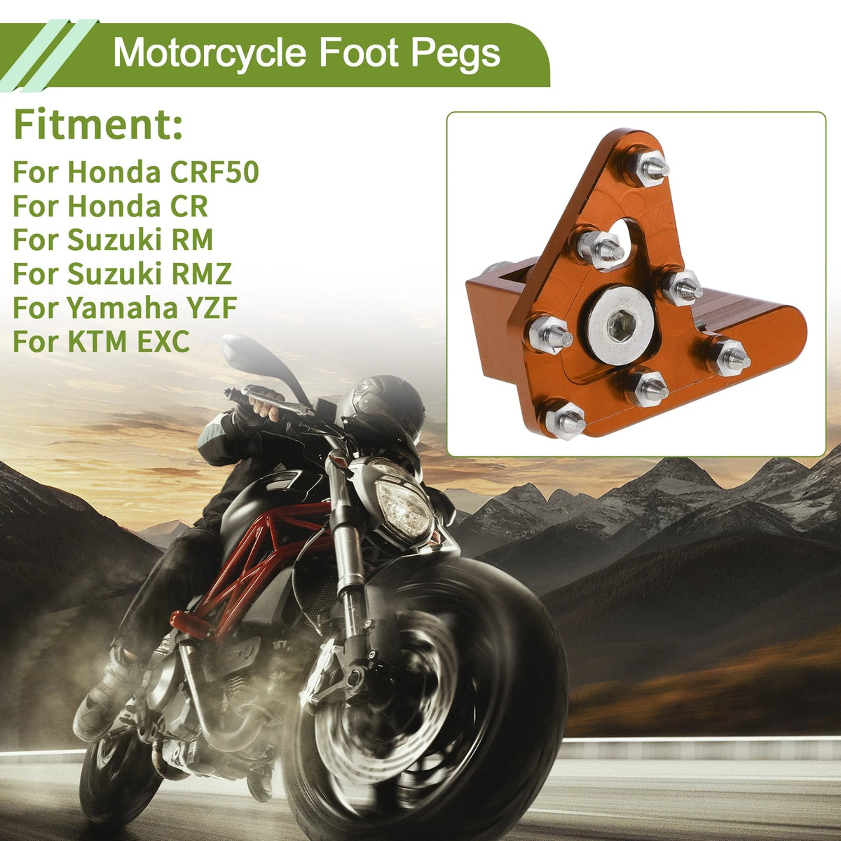 1 Pc Motorcycle Foot Pegs Orange for Honda CRF50