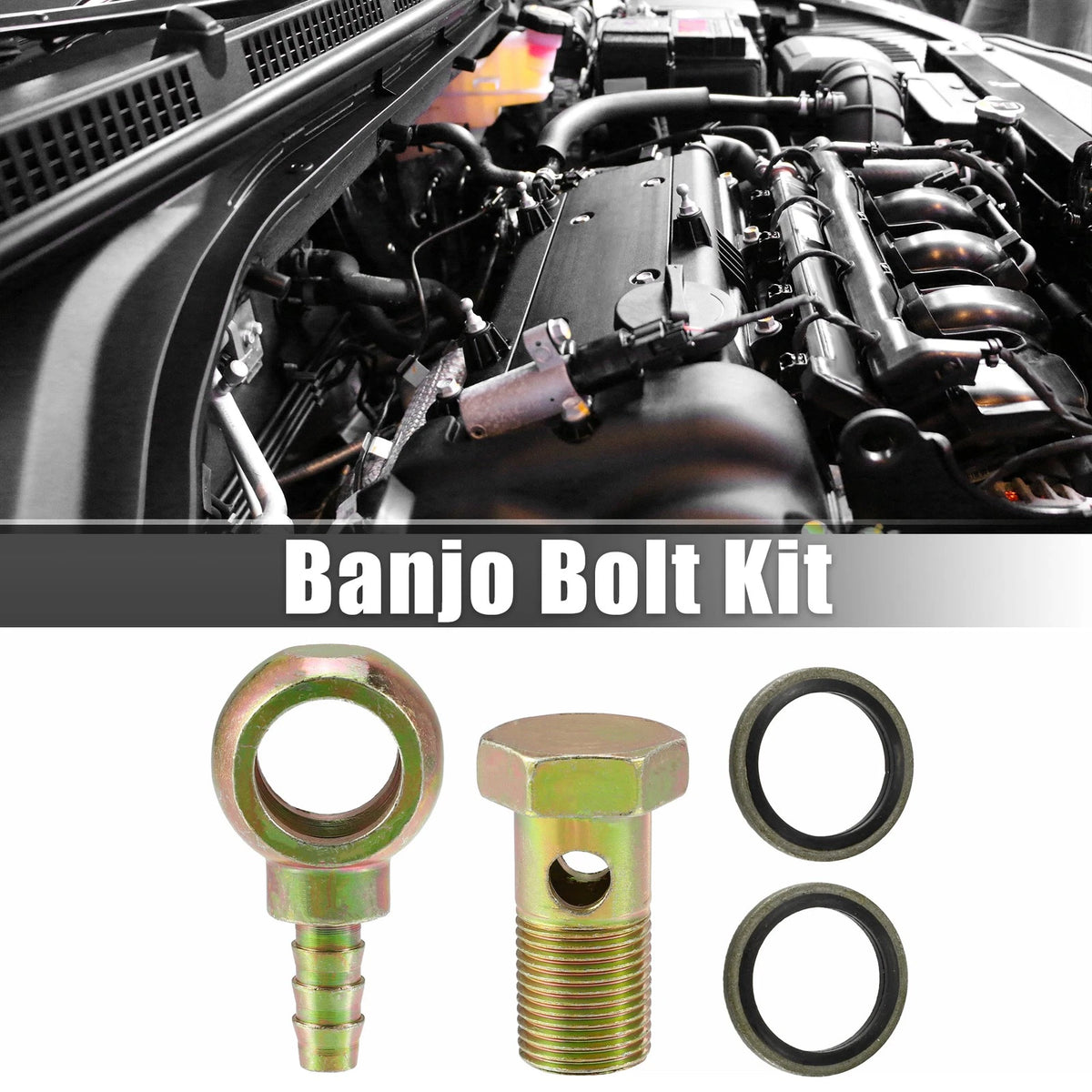 Banjo Bolt Kit M18x1.5 with Copper Washers for Motorcycle Bronze Tone