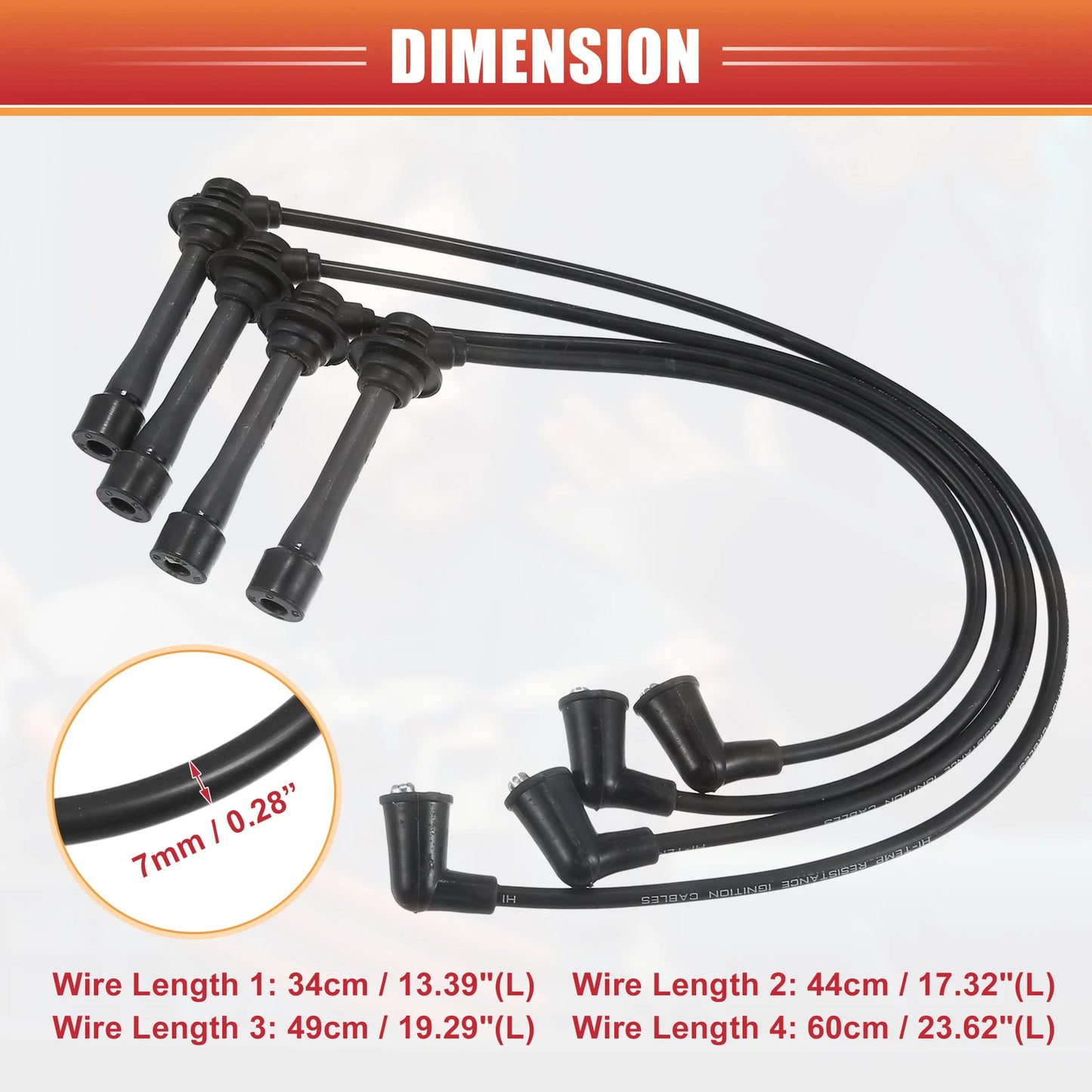 4pcs Spark Plug Wire Ignition Coil Cable for Mazda Miata (1990-1997)
