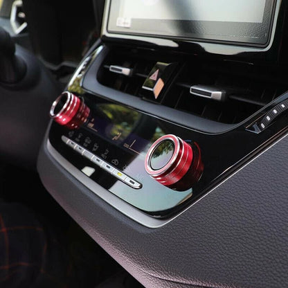 2x Red Alu Middle Console AC Knob Cover Trim for Toyota Corolla (2019–2021)