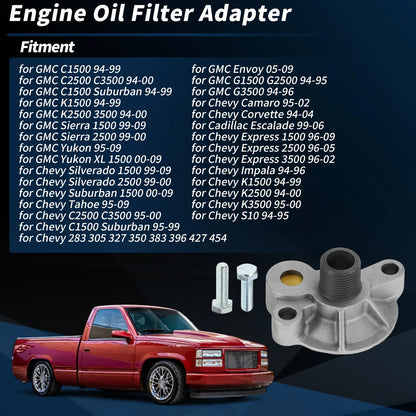 Engine Oil Filter Adapter for Chevy 283 305 327 350 383 396 Engine