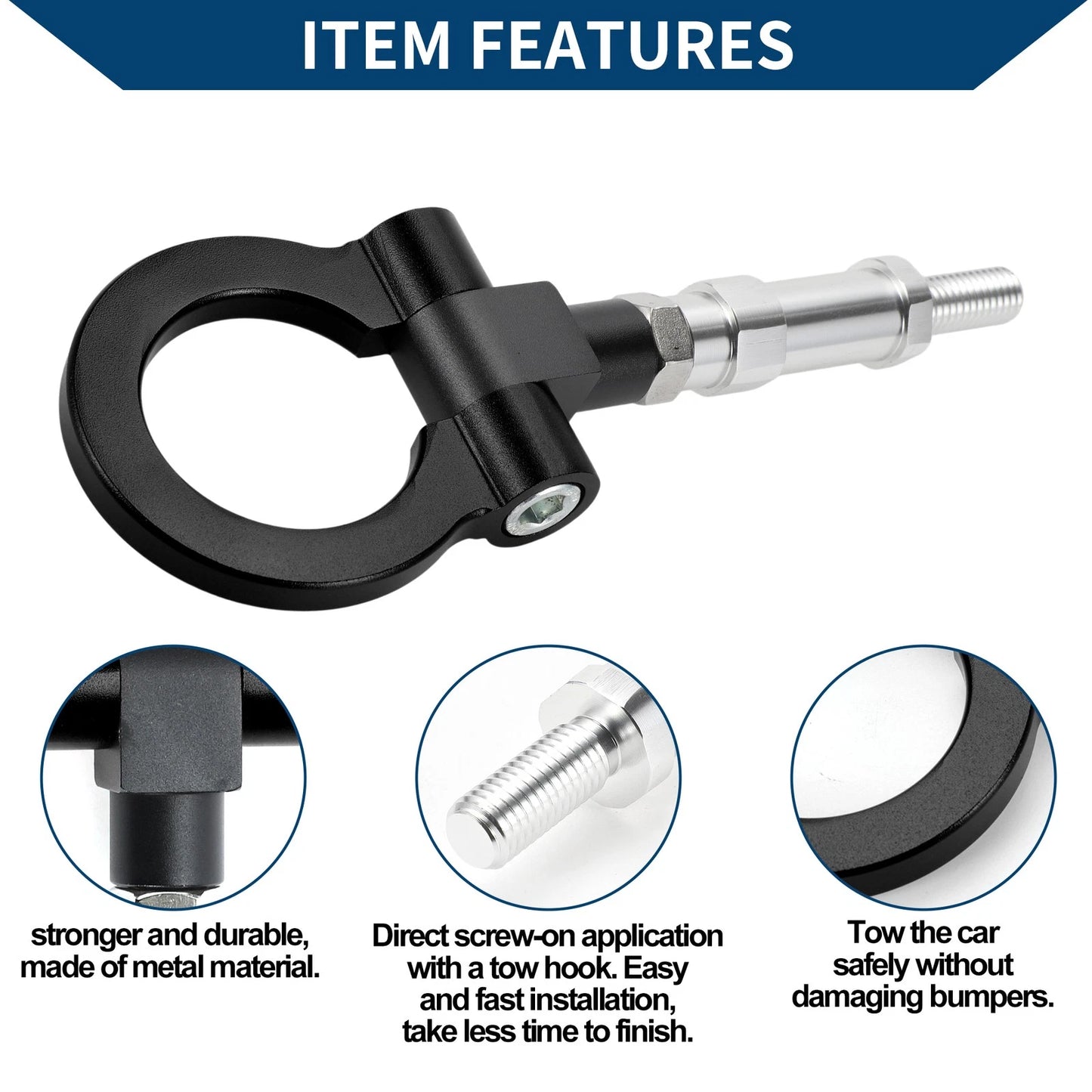Tow Hook for Honda S2000 20.4cm Black (2000-2009)