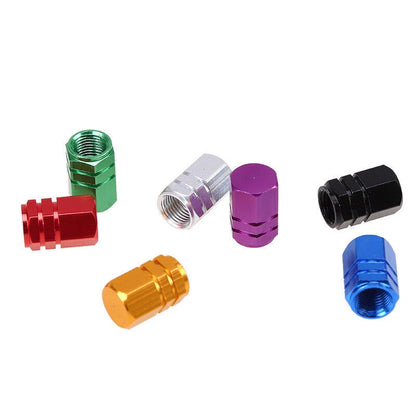 Black Aluminum Tire Valve Caps for Car & Bicycle Wheel Styling (Fits Most Models)