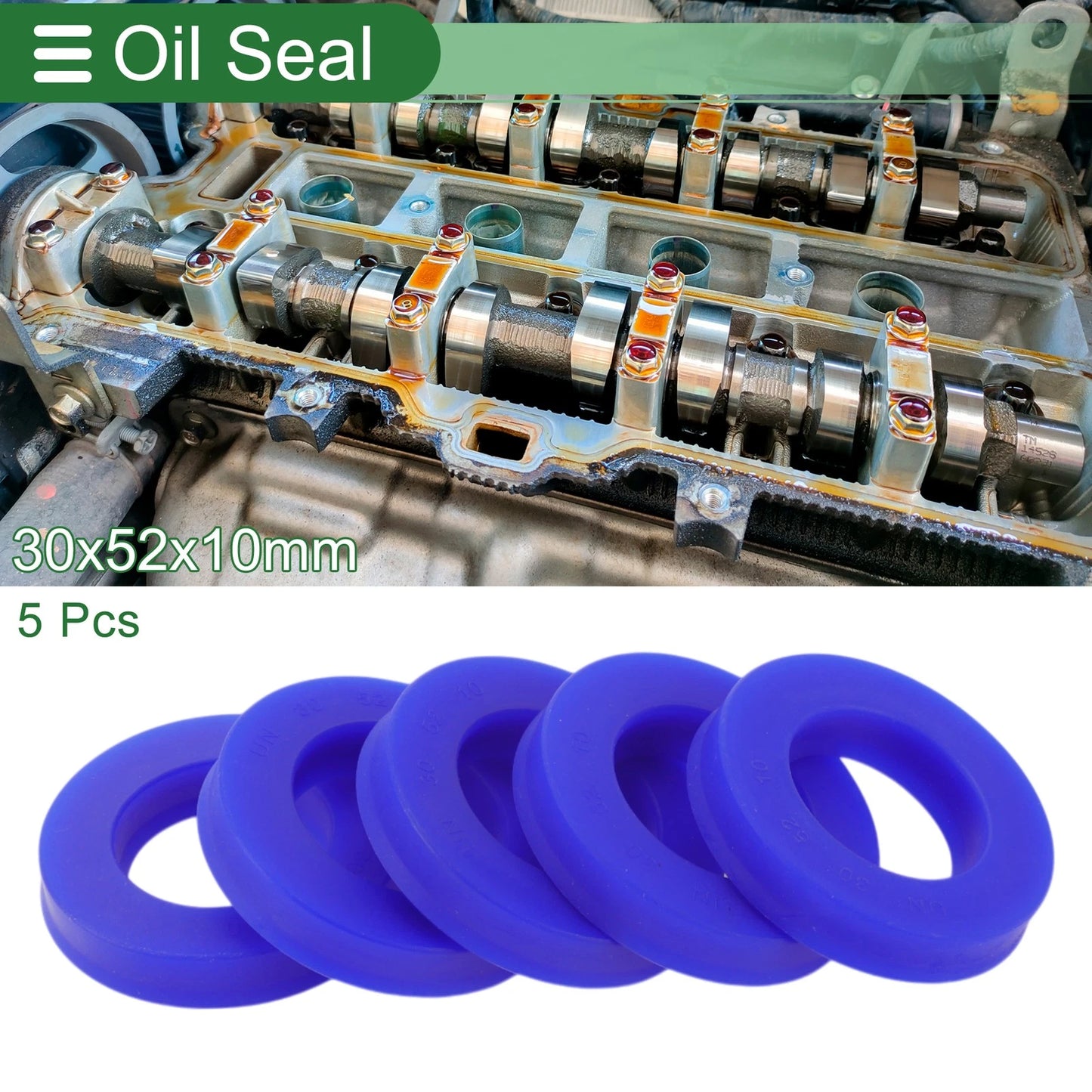 Oil Seal Rotary Shaft Seal TPU 30x52x10mm High-Pressure Blue 5 Pcs