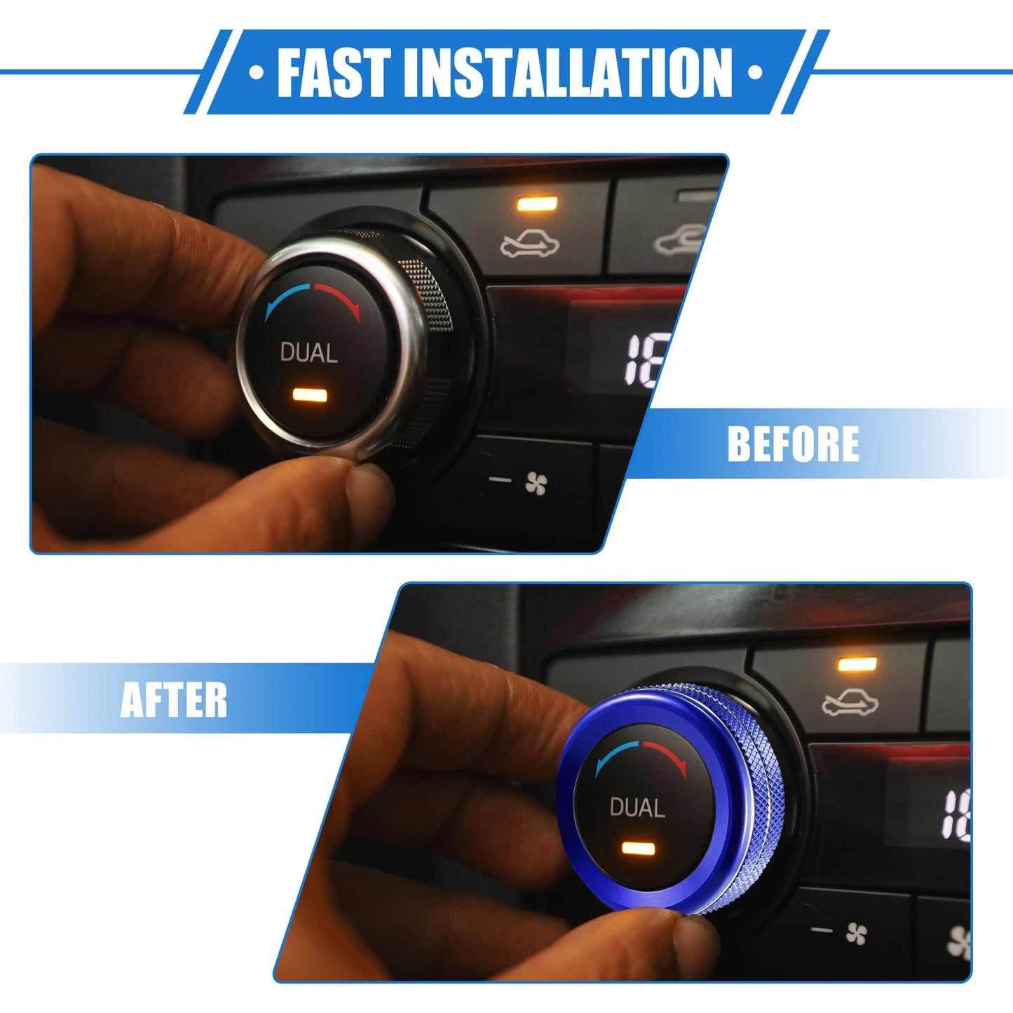 4 x AC Climate Control Knob Rings for Ford Maverick (2022-2023) Blue