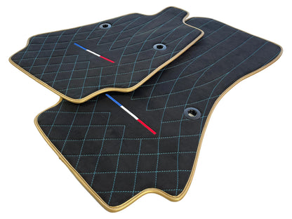 Alcantara Leather Floor Mats for Bugatti Chiron 2018-2022 GOLD Edition