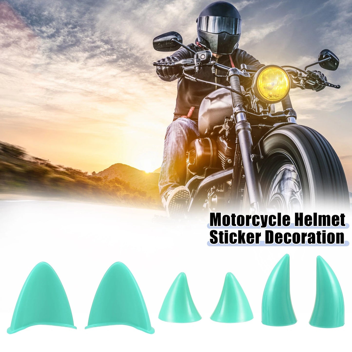 Set Cat Ears Style Devil Horn Decoration for Motorcycle Blue