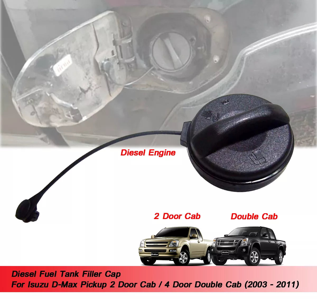 Diesel Fuel Tank Cap for Isuzu DMax 2/4 Door (2003-2011)