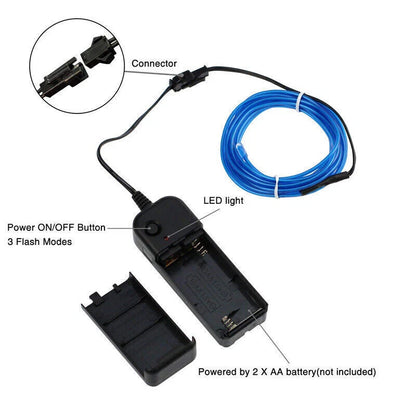 Ice Blue LED Neon Light Glow EL Wire String for Party Decor
