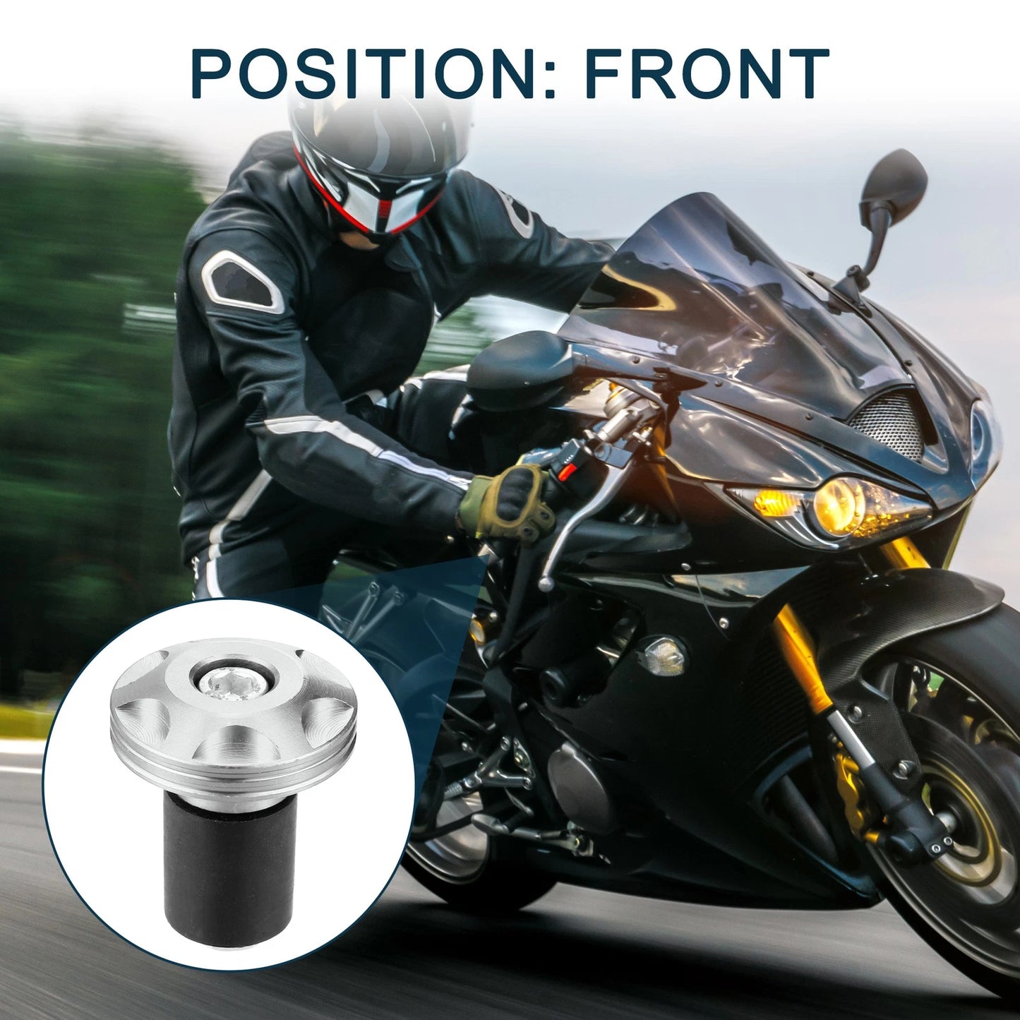 2 x Handlebar End Plug / 18-20mm 32mm OD / Al Alloy Silver Tone for Motorcycle