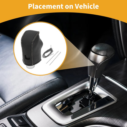 Gear Shift Knob Cover for Nissan Altima 2019-2024 Black Grey Faux Leather