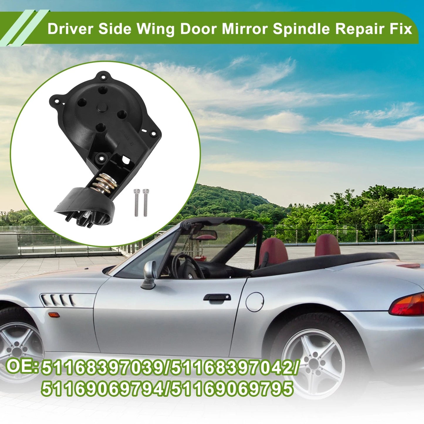 Driver Side Wing Door Mirror Spindle Repair for BMW Z3 (1994-2002)
