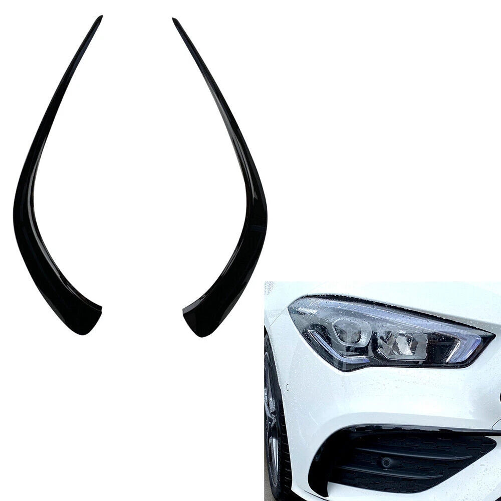 2 x ABS Black Front Spoiler Air Vent Trim Covers for Benz CLA C118 (2019-2022)