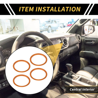 AC Vent Dashboard Decoration Rings for Toyota Tacoma (2016-2021) - 4 Pcs Orange