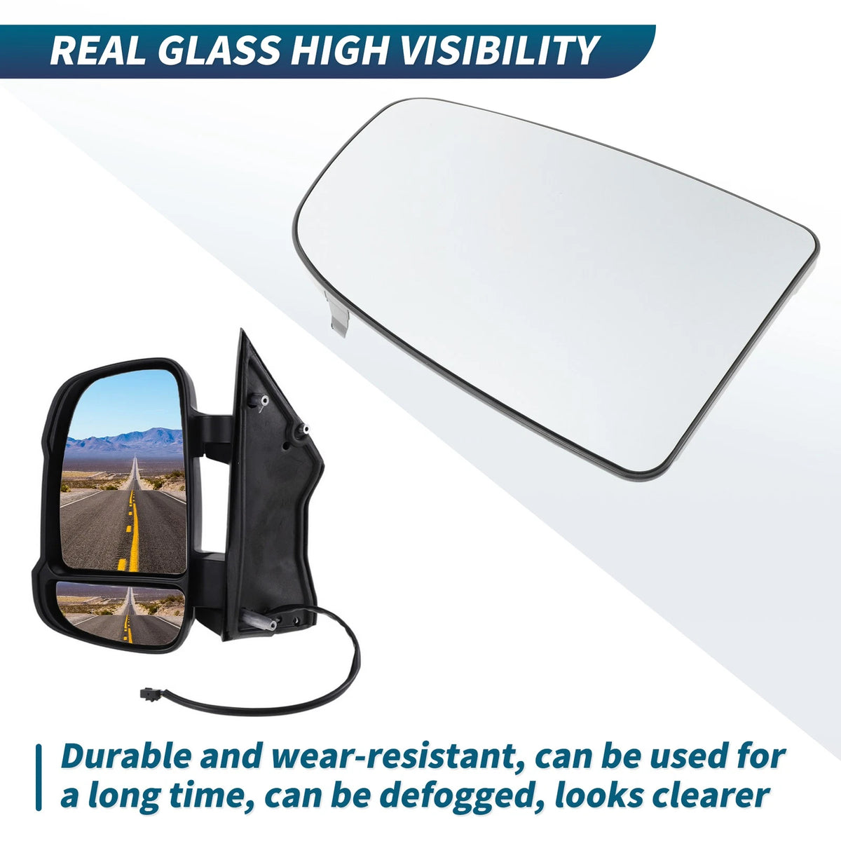 Left Side Wing Mirror Glass for Fiat Ducato, Citroen Jumper (2006-2023)