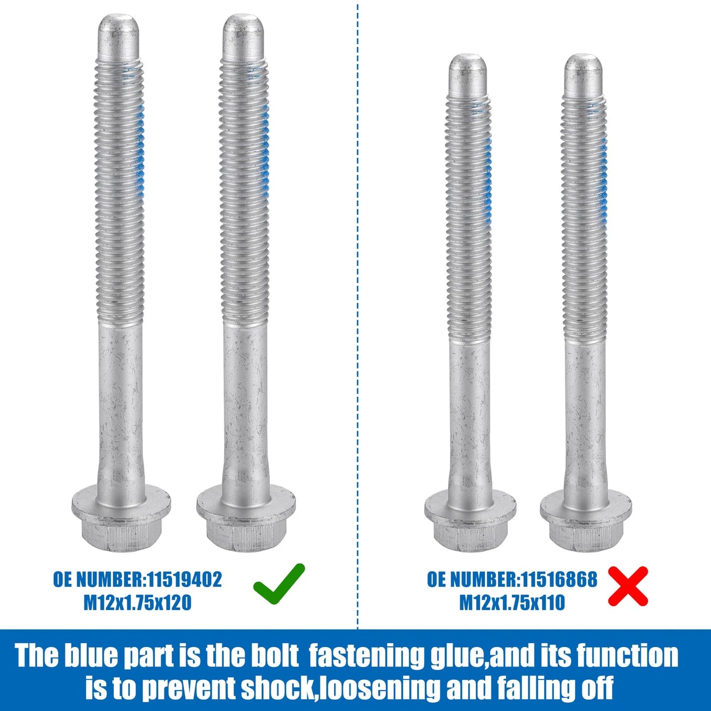 M12x1.75 Car Mount Cushion Bolts for Chevrolet Silverado 1500
