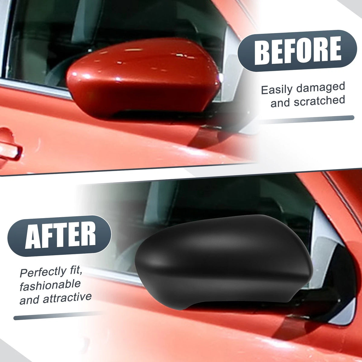 Matte Black Right Side Mirror Cover for Nissan Qashqai J10 (2007-2014)
