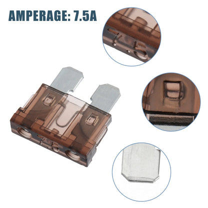 50pcs 7.5A Mini Blade Style Fuses for Car Boat Truck SUV Motorcycle