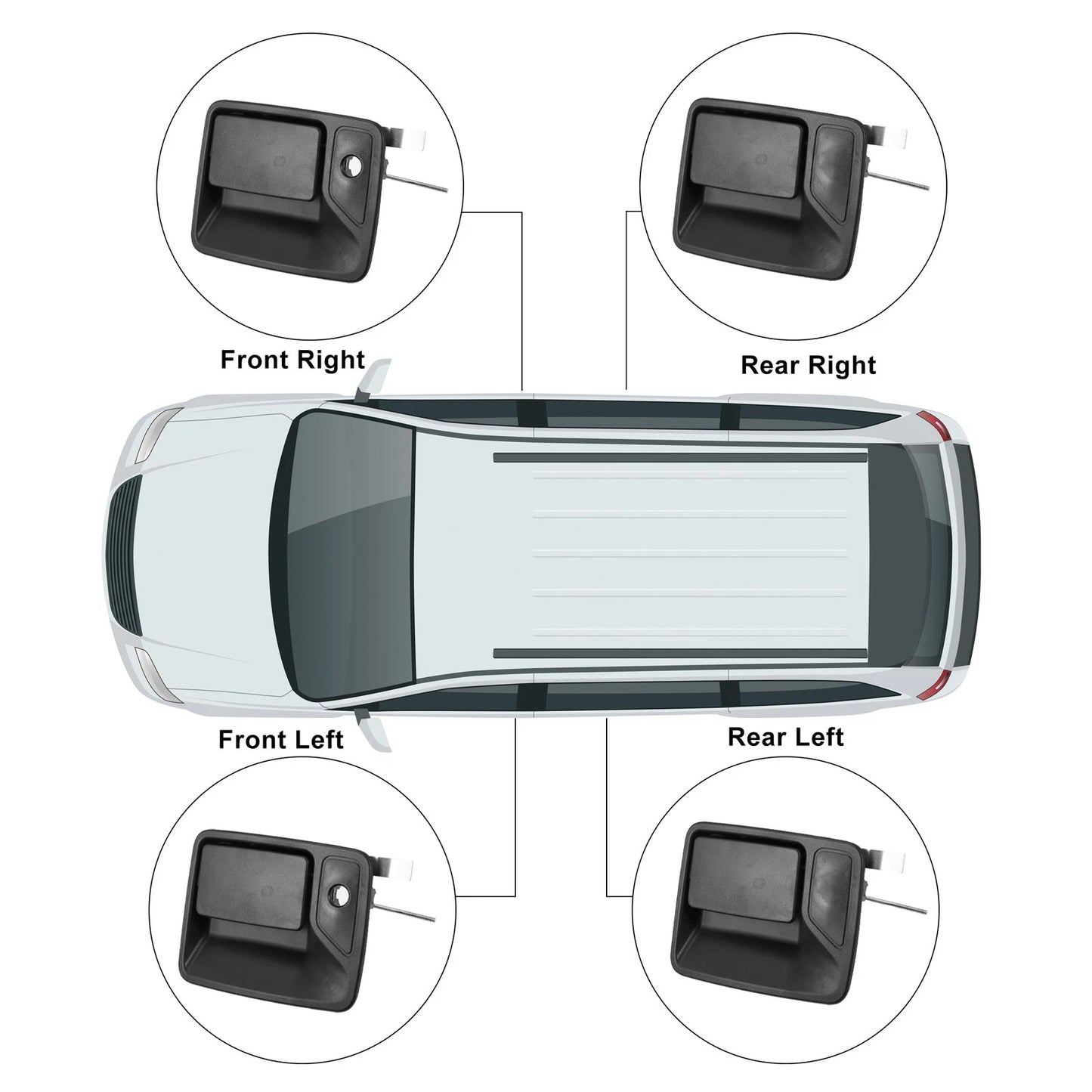 4 x Black Exterior Door Handles for Ford Excursion (2000-2005)