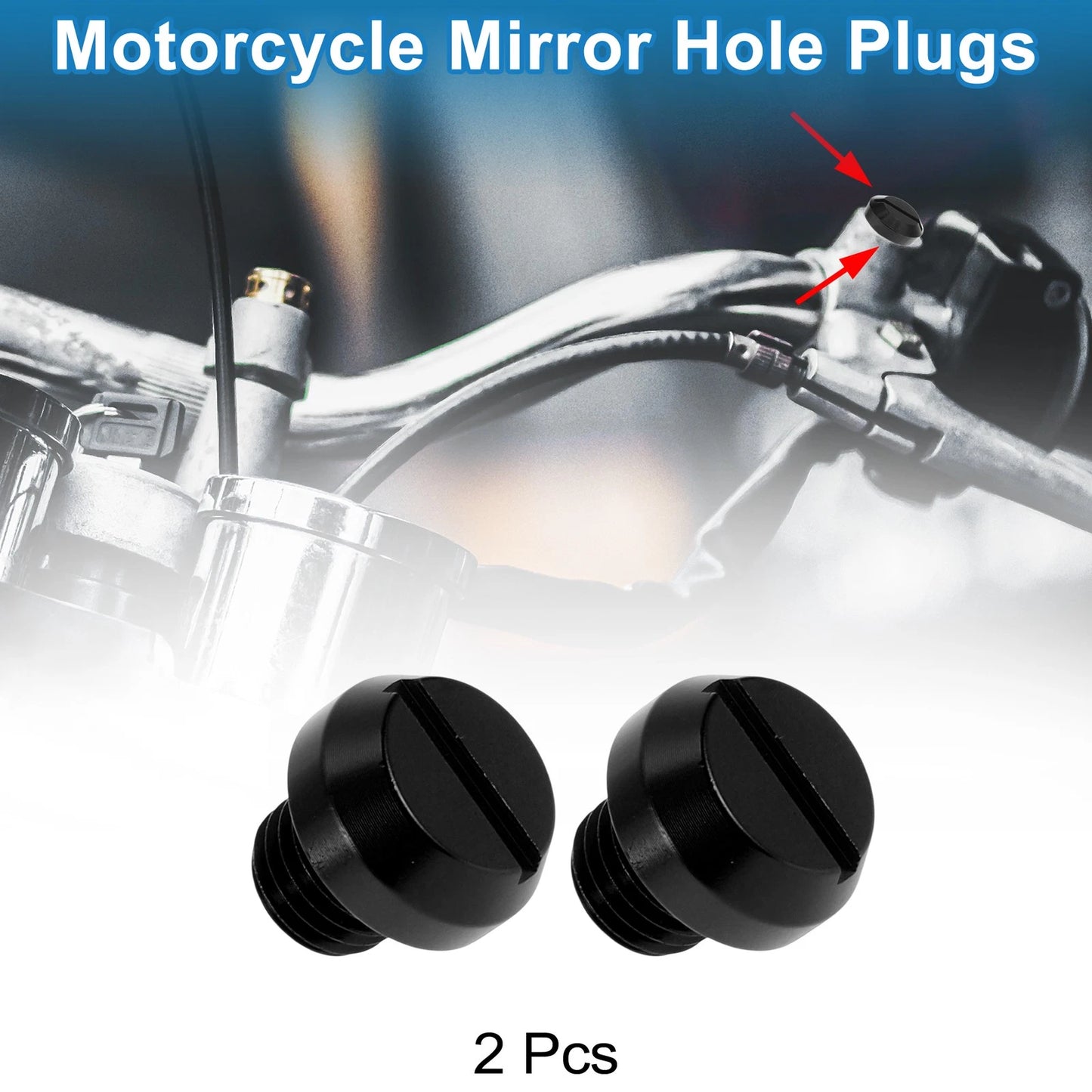 Mirror Hole Plugs Right Hand M10x1.25 Motorcycle Mirror Screws Black