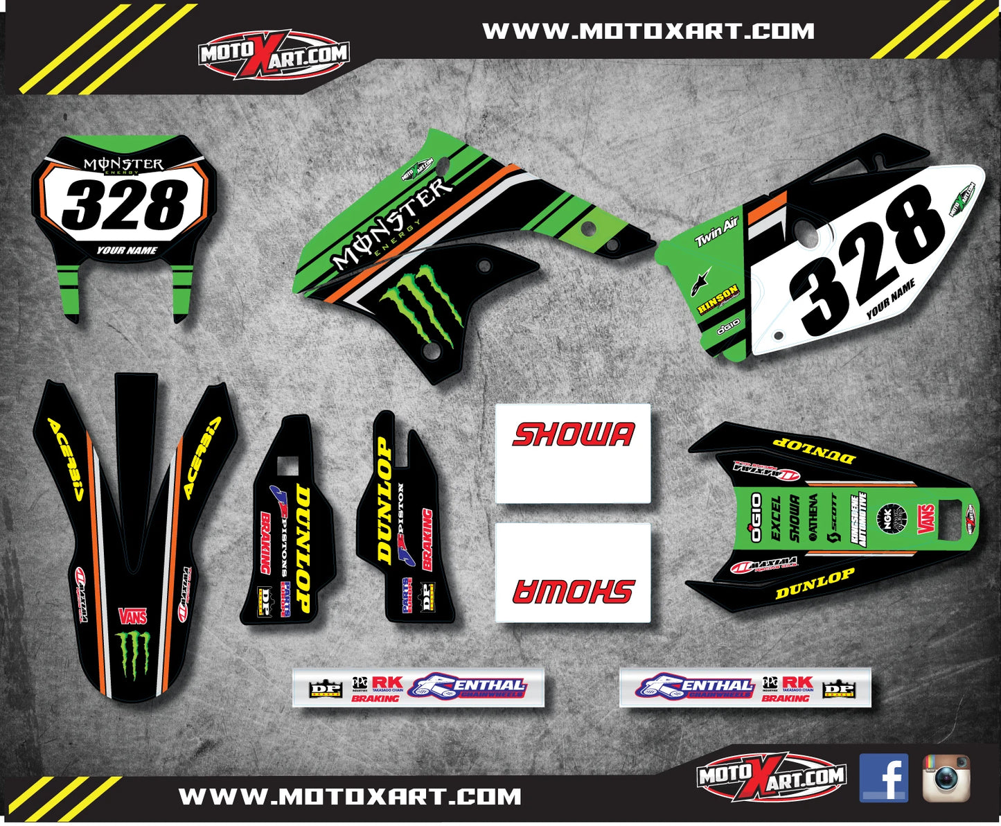 Full Custom Graphics for Kawasaki KLX 450 (2008-2014)