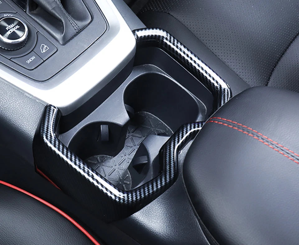 Carbon Fiber Inner Water Cup Holder Frame Cover Trim for Toyota RAV4 (2019–2023)