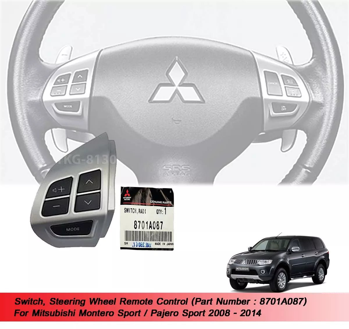Steering Wheel Remote Control for Mitsubishi Pajero Sport (2008-2014)
