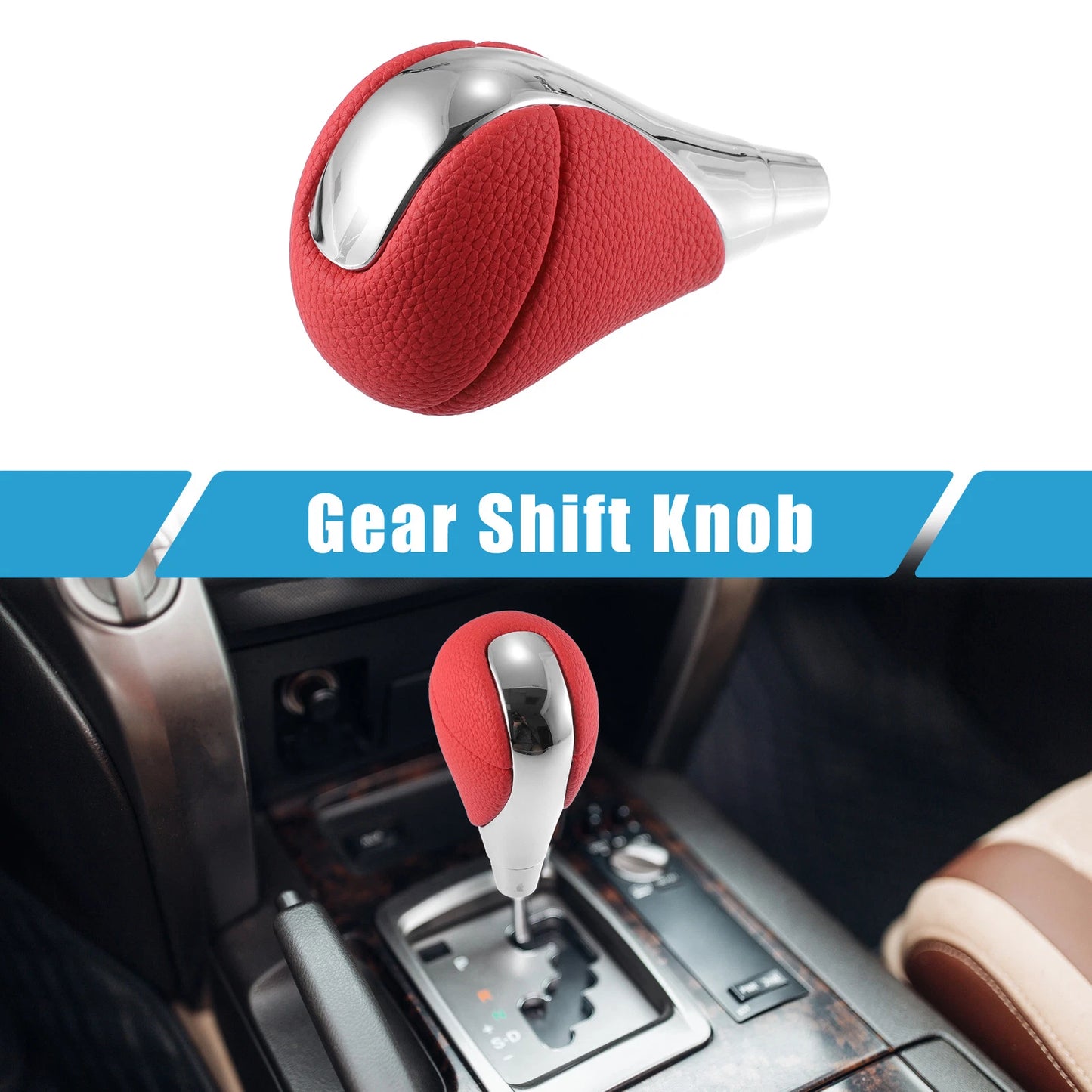 Red Silver Tone Gear Shift Knob for Lexus Toyota