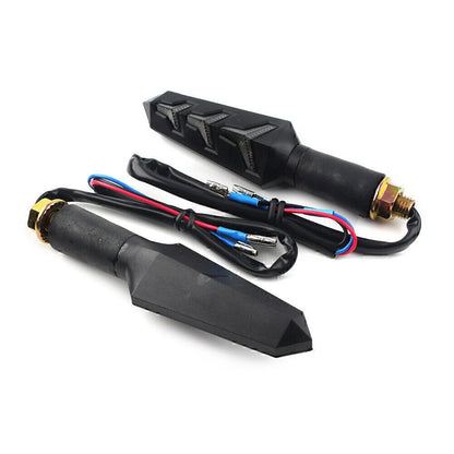 10mm Motorcycle Black LED Amber Turn Signal Lights for Universal Models