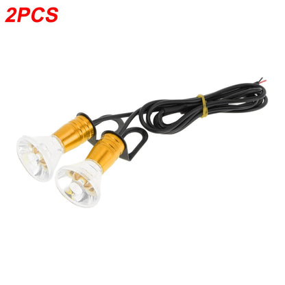 2 x License Plate Light Led Tag Lamp for Car Motorcycle Rainproof Yellow