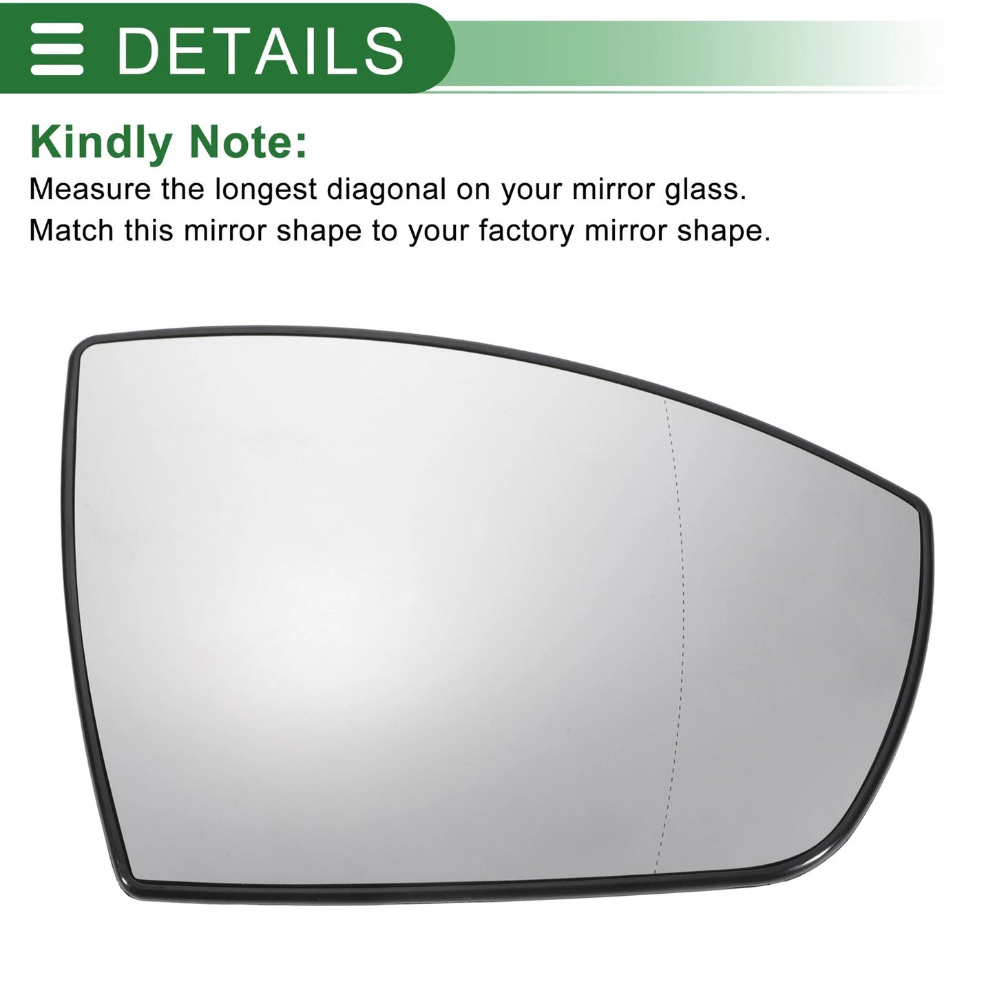 Right Side White Heated Mirror Glass for Ford Kuga (2012-2019)
