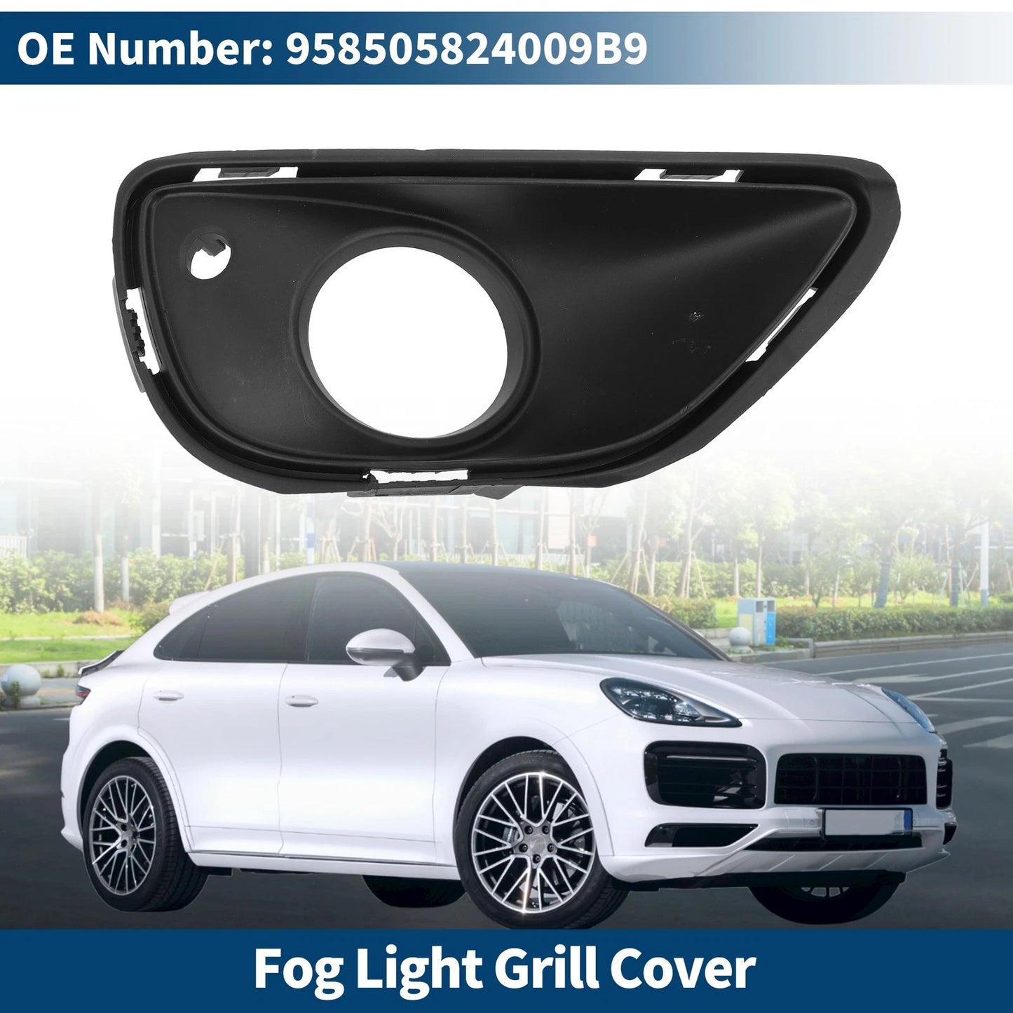 1 Pc Front Right Fog Light Grill for Porsche Cayenne Black