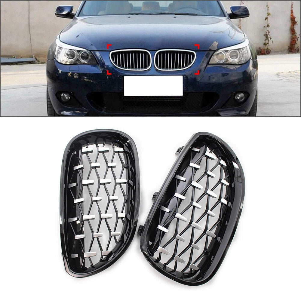 Chrome Black Diamond Front Kidney Grill for BMW E60 E61 (2003-2010)