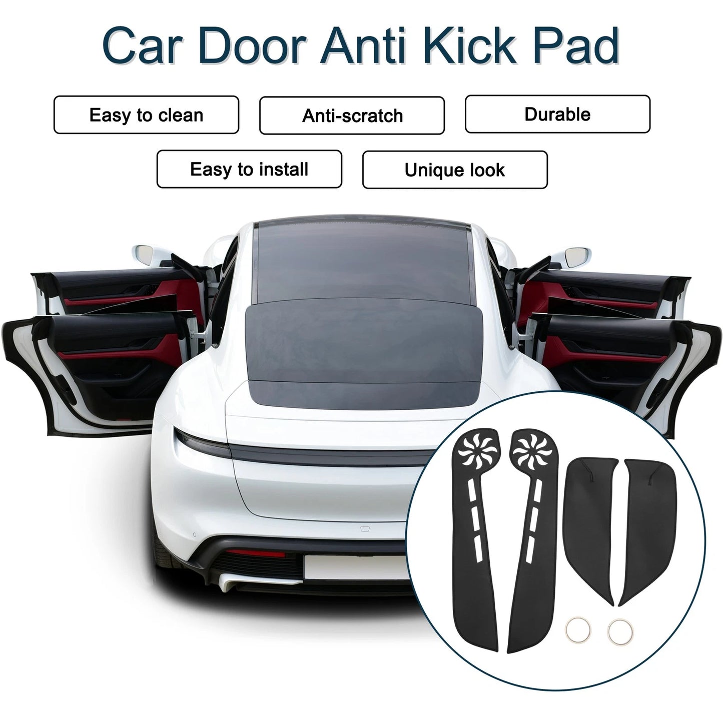 Car Door Anti Kick Pad Sticker Protector for Honda Civic (2000-2009) Black