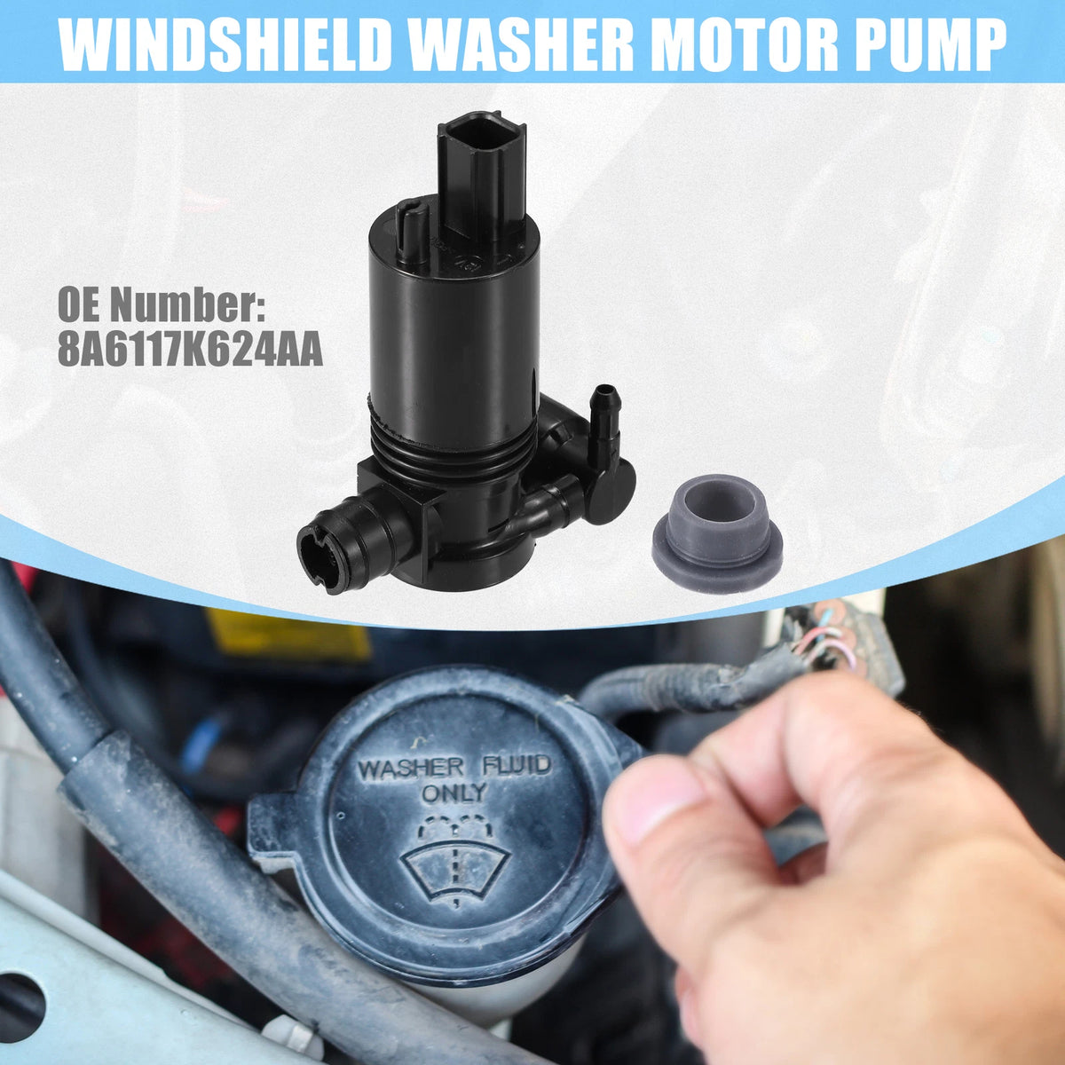 Windshield Washer Motor Pump for Ford Fiesta Mk7 Mk8 (2008-2015)