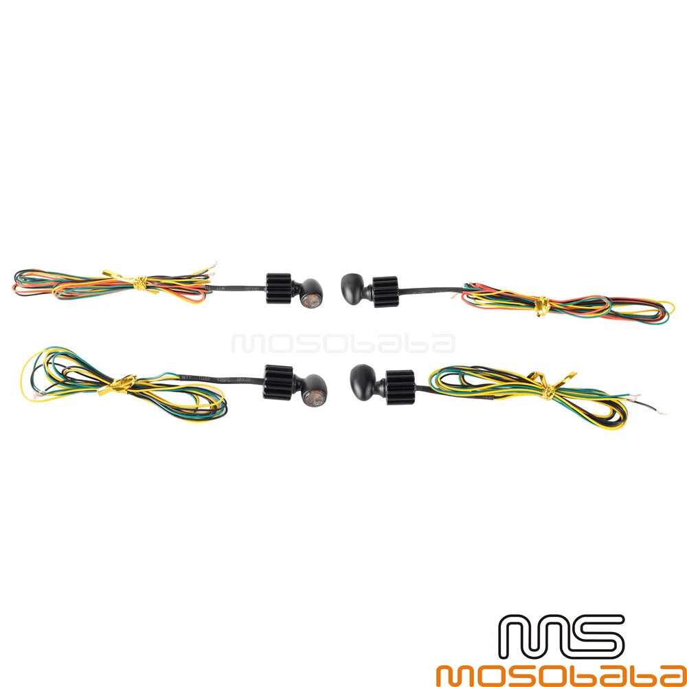4 x Mini Front & Rear LED Turn Signals for Harley, Honda, Yamaha, Kawasaki