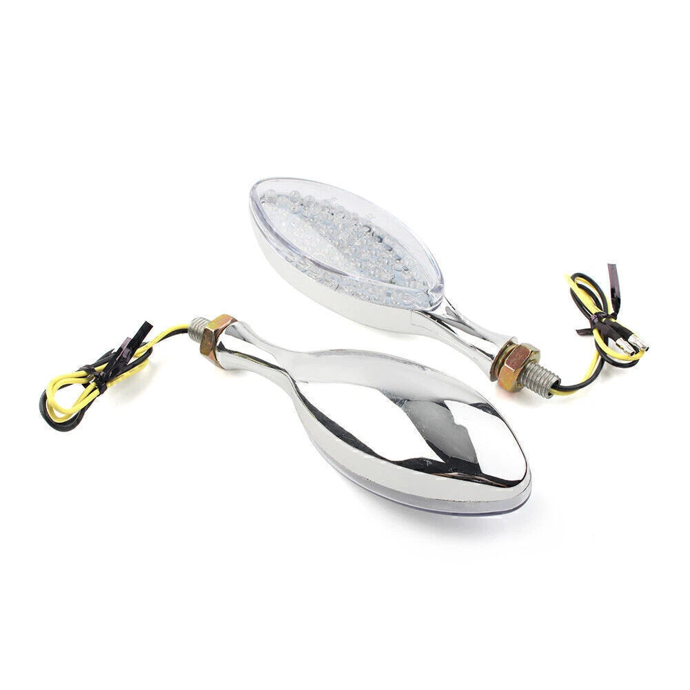 2 x Universal Motorcycle Chrome LED Turn Signal Indicators for Make & Model