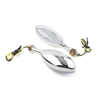 2 x Universal Motorcycle Chrome LED Turn Signal Indicators for Make & Model