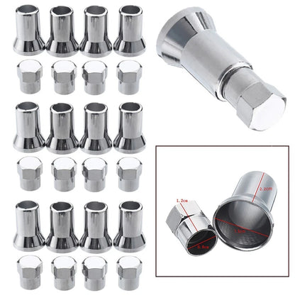 Valve Stem Hex Cap+Sleeve Cover Chrome Car Truck Tire Wheel Tyre
