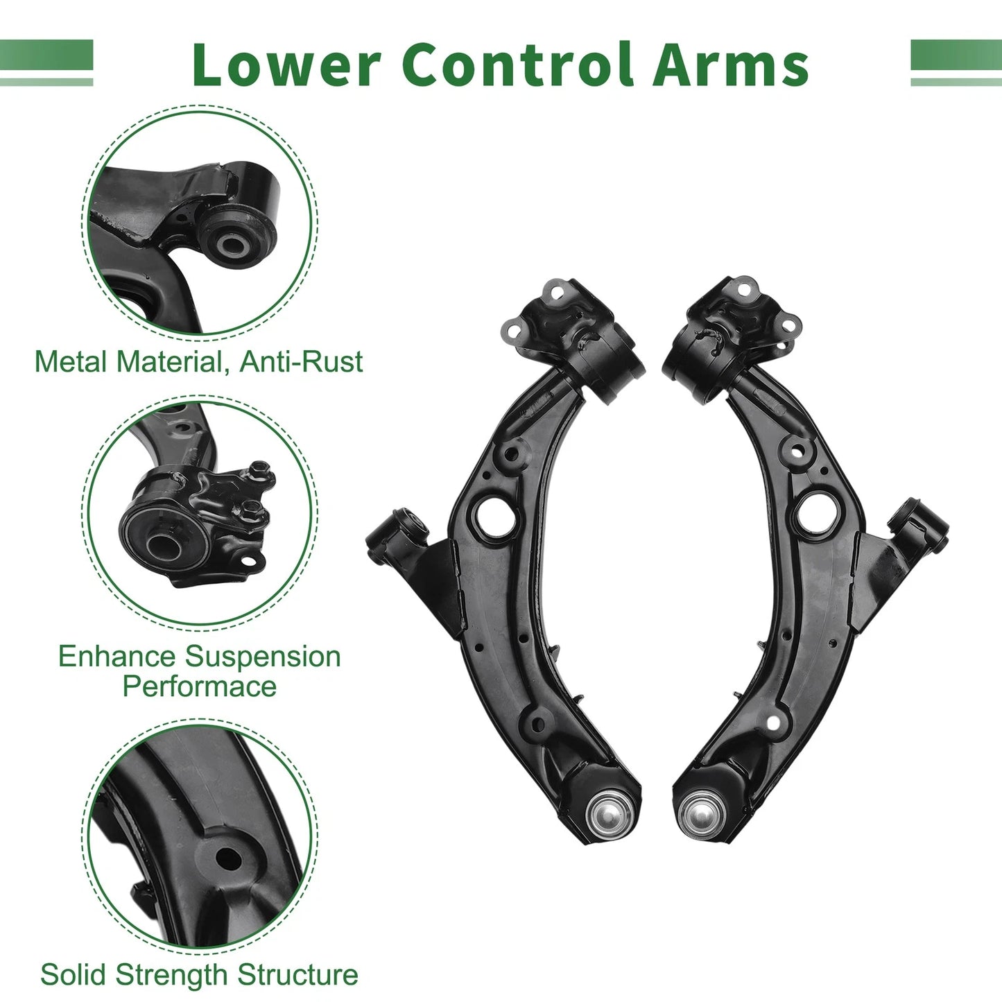 4 x Front Stabilizer Bar Links & Lower Control Arms for Ford Edge (2007-2014)
