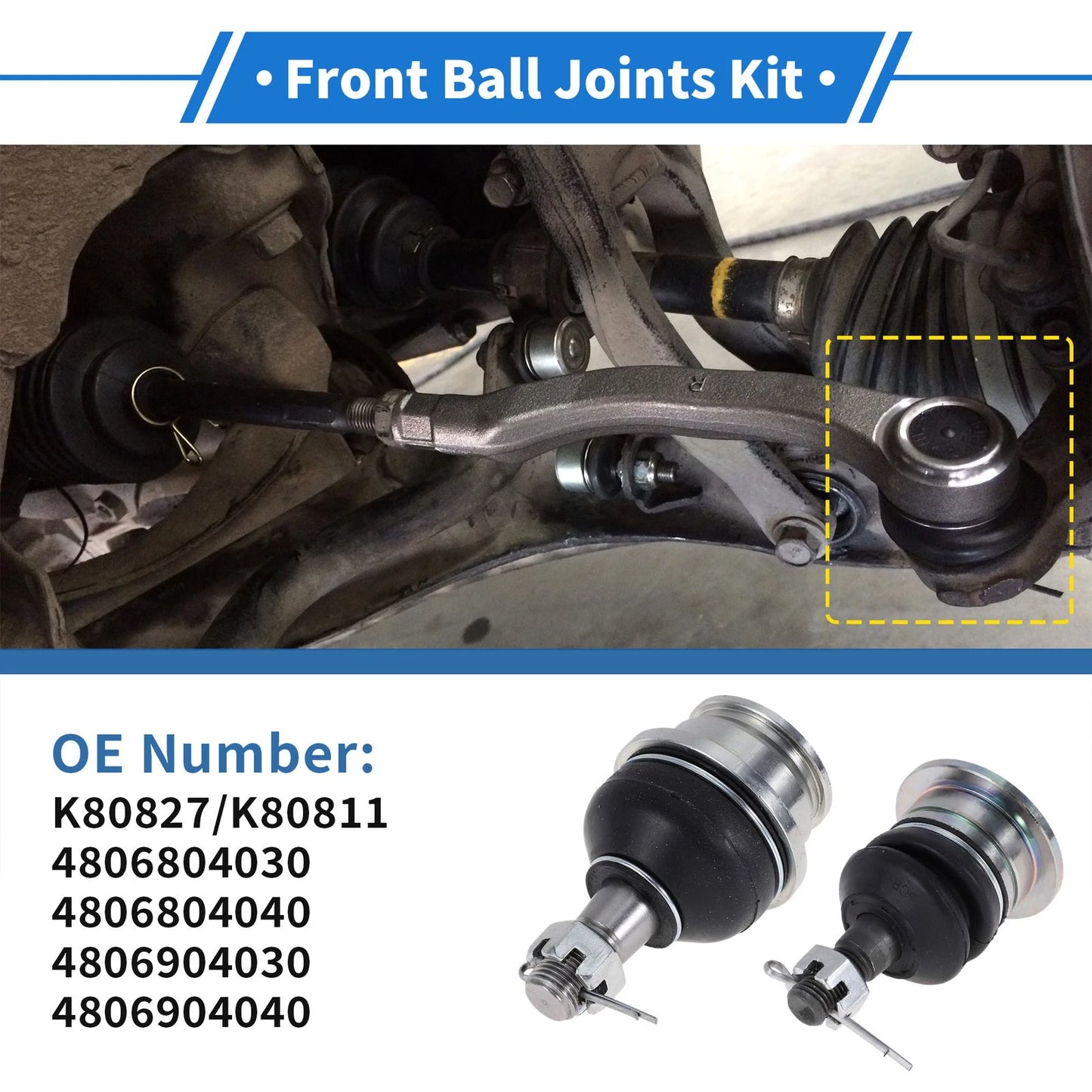 4 x Front Upper & Lower Ball Joints for Toyota Tacoma (2005–2021)